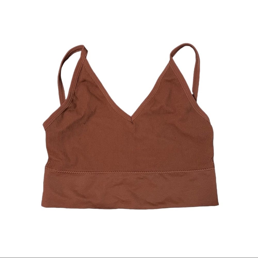 Brown Seamless Crop Tank Top